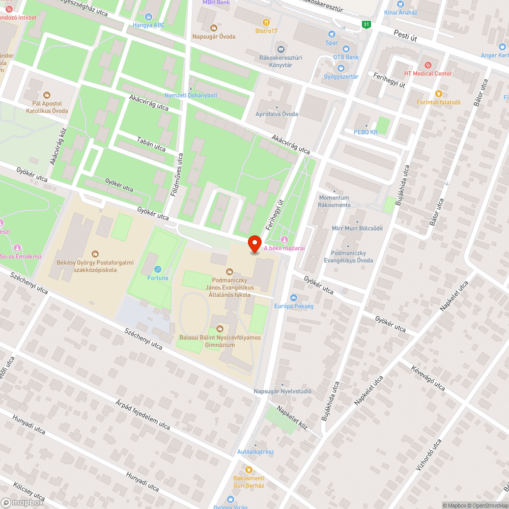 Iskola mellett hiányzó tábla és gyalogátkelőhely bejelentés helye