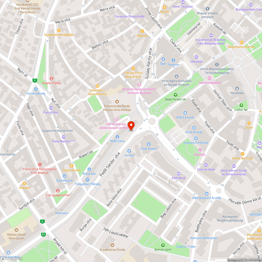 Kátyú a Petőfi Sándor utcán bejelentés helye