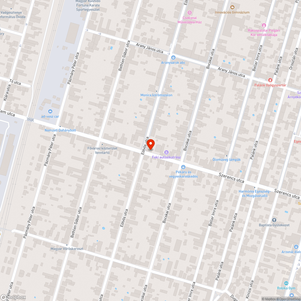 Szerencs utca/Eötvös utca keresztőzés forgalomirányító lámpájának éjszakai műkődése bejelentés helye