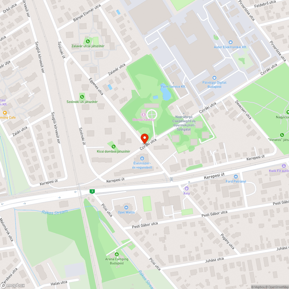 Műkátyú bejelentés helye