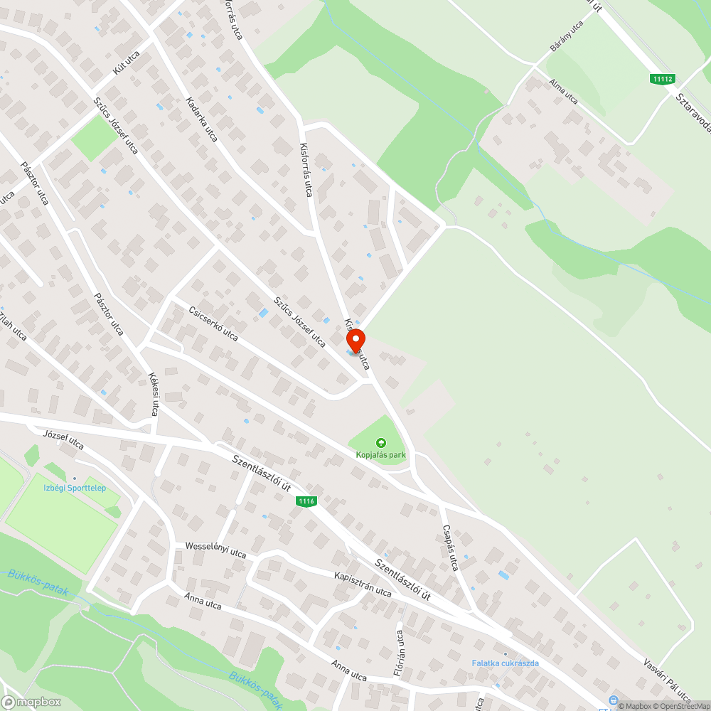 Megsüllyedt útfelületben gyűlik a víz a Szűcs József utcában bejelentés helye