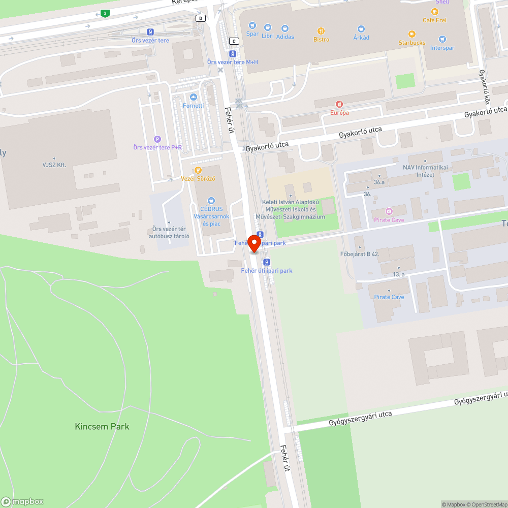 Hiányzó pollerek a Fehér úton a Cédrus piacnál 3. bejelentés helye