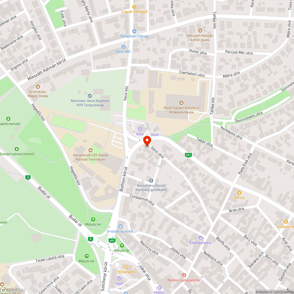 Kátyú a Bethlen krt.-on bejelentés helye