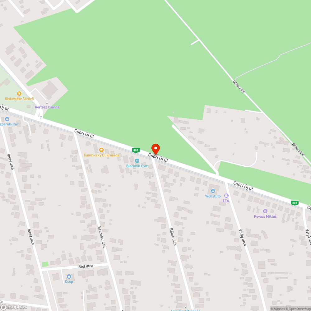 Biciklisáv biztonságossá tétele - Új Csóri út bejelentés helye