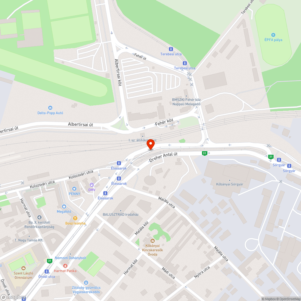 Kidőlt, megrongálódott vasúti kerítés az Élessaroknál. bejelentés helye