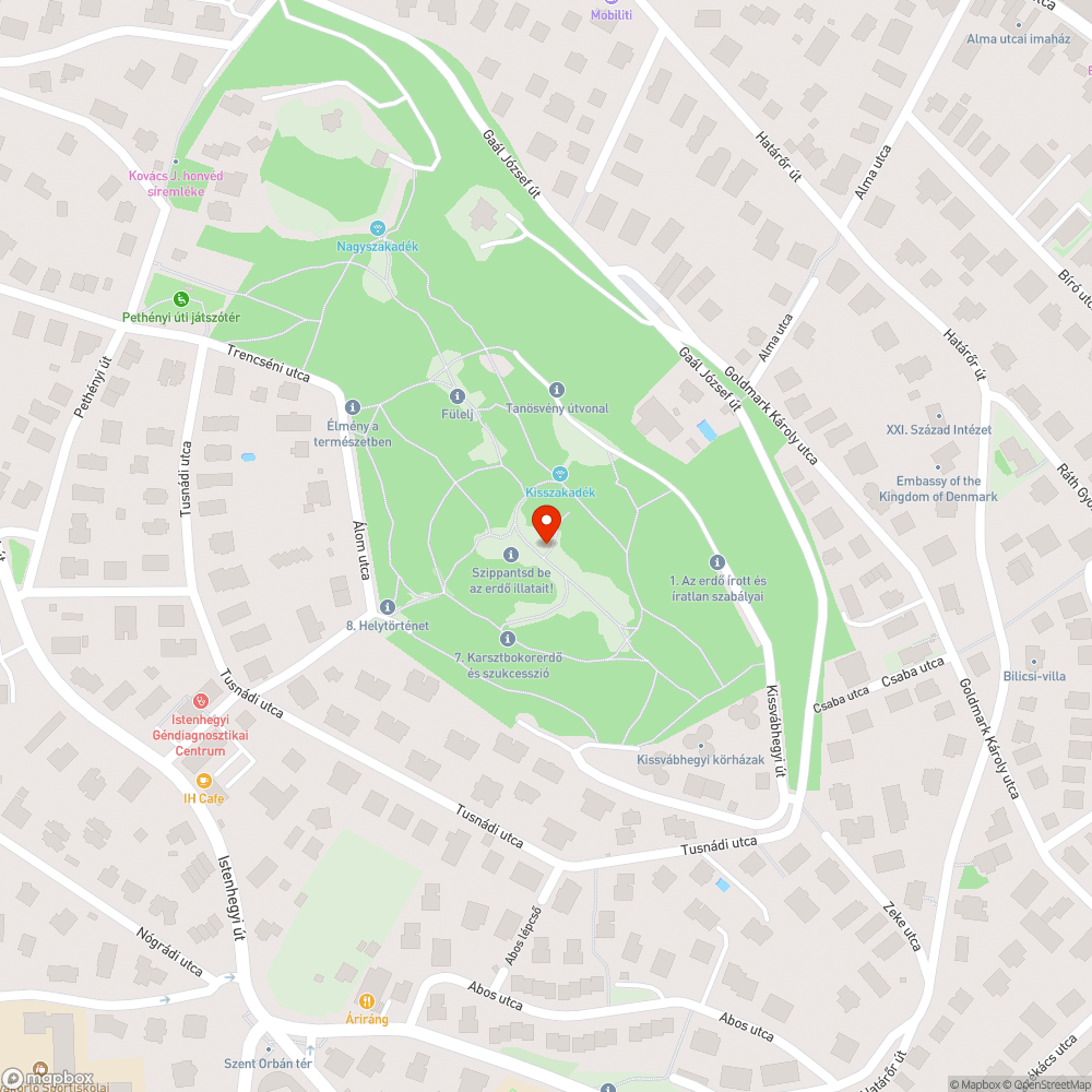 Kutyasétáltatás a Kissvábhegy Természetvédelmi Területen bejelentés helye