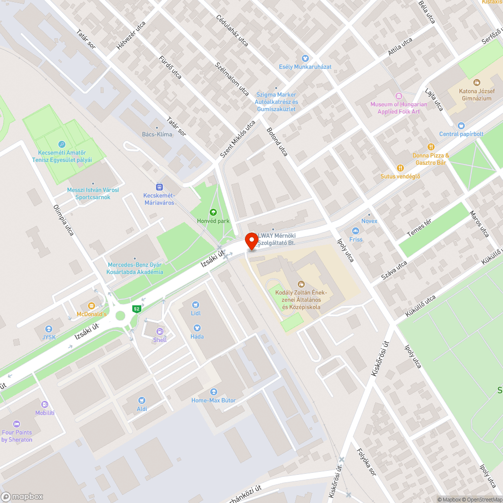 Sorozatos úthibák az 52-es (Izsáki) úton bejelentés helye