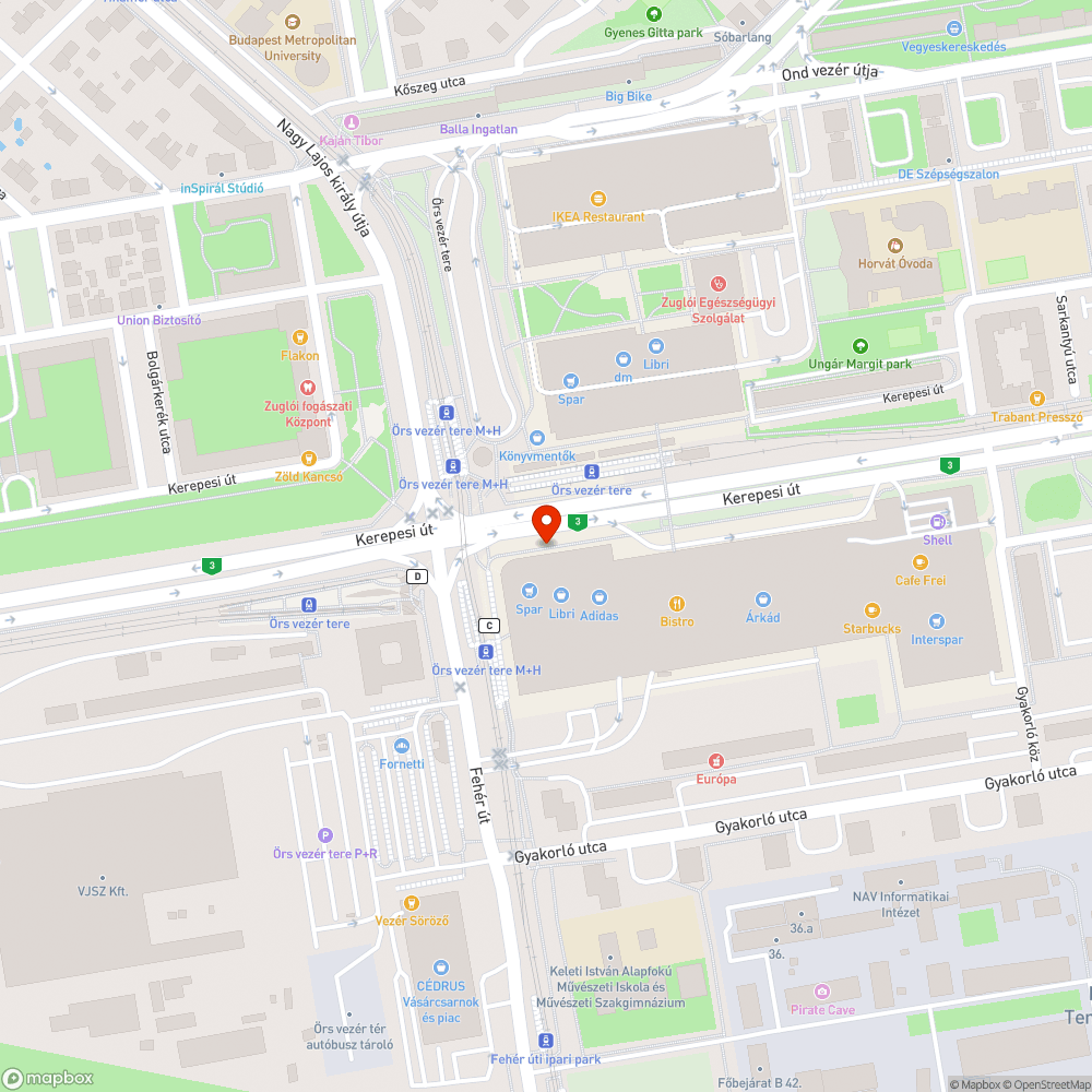 Omladozó, hiányos útszegélykő az Örs vezér terén. bejelentés helye