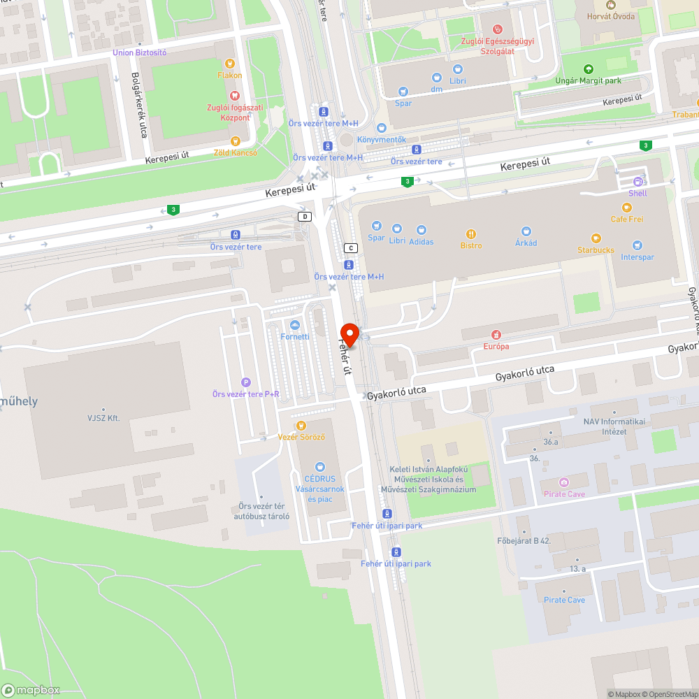 Felújításra szoruló útszegélyek a Fehér úton. bejelentés helye