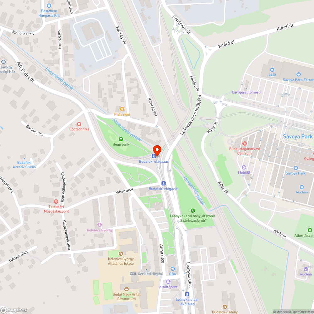 Budafoki elágazás utasváró hiánya bejelentés helye