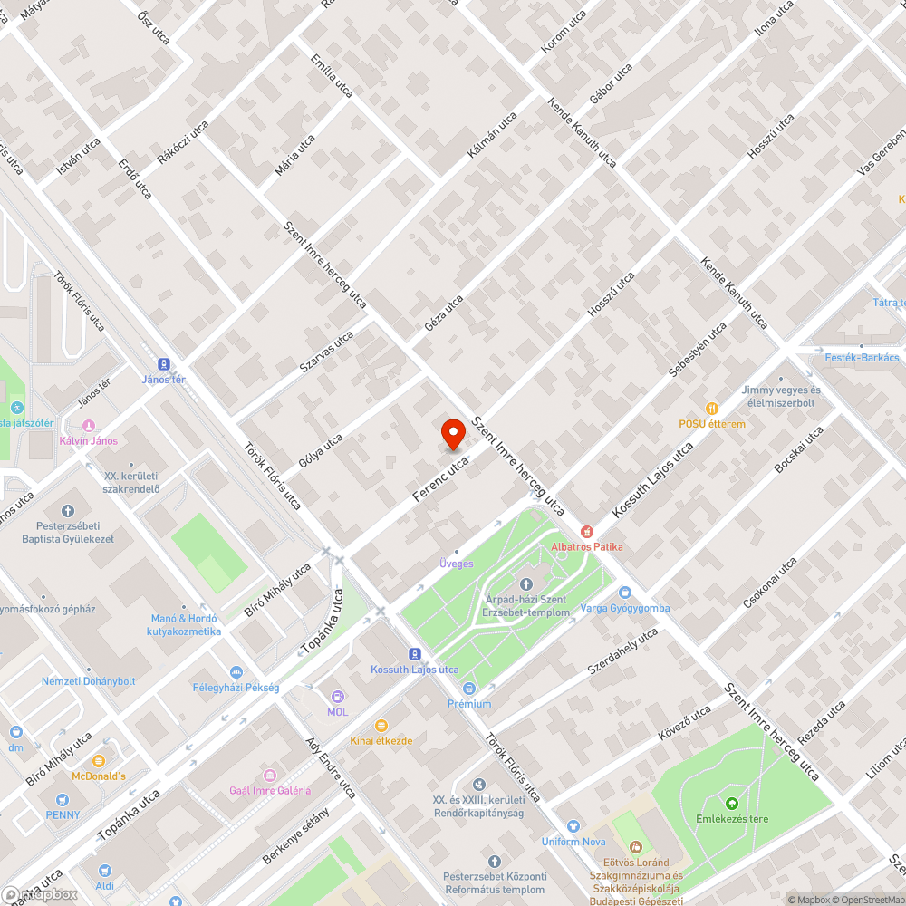 Pesterzsébet Ferenc utca kátyú bejelentés helye