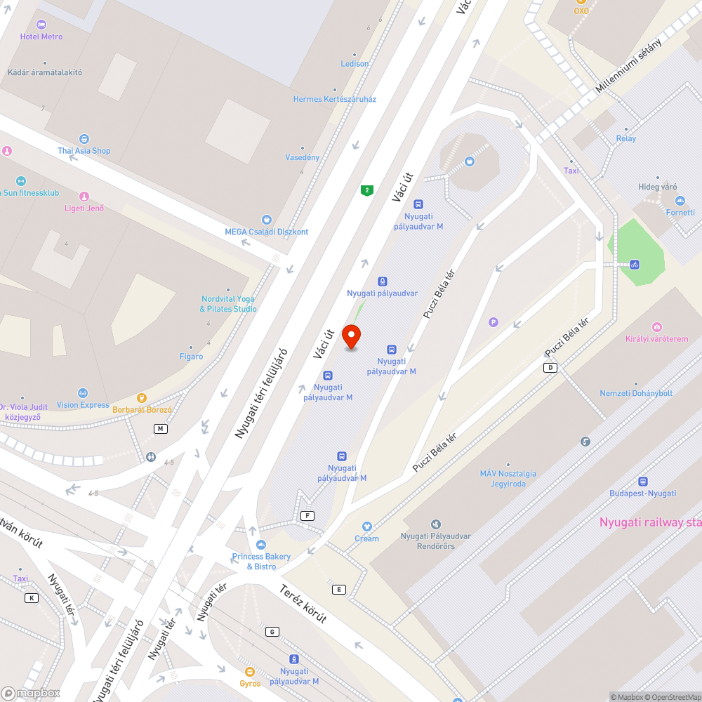 4-6-os nyugati pályaudvari megállójában korlát bejelentés helye