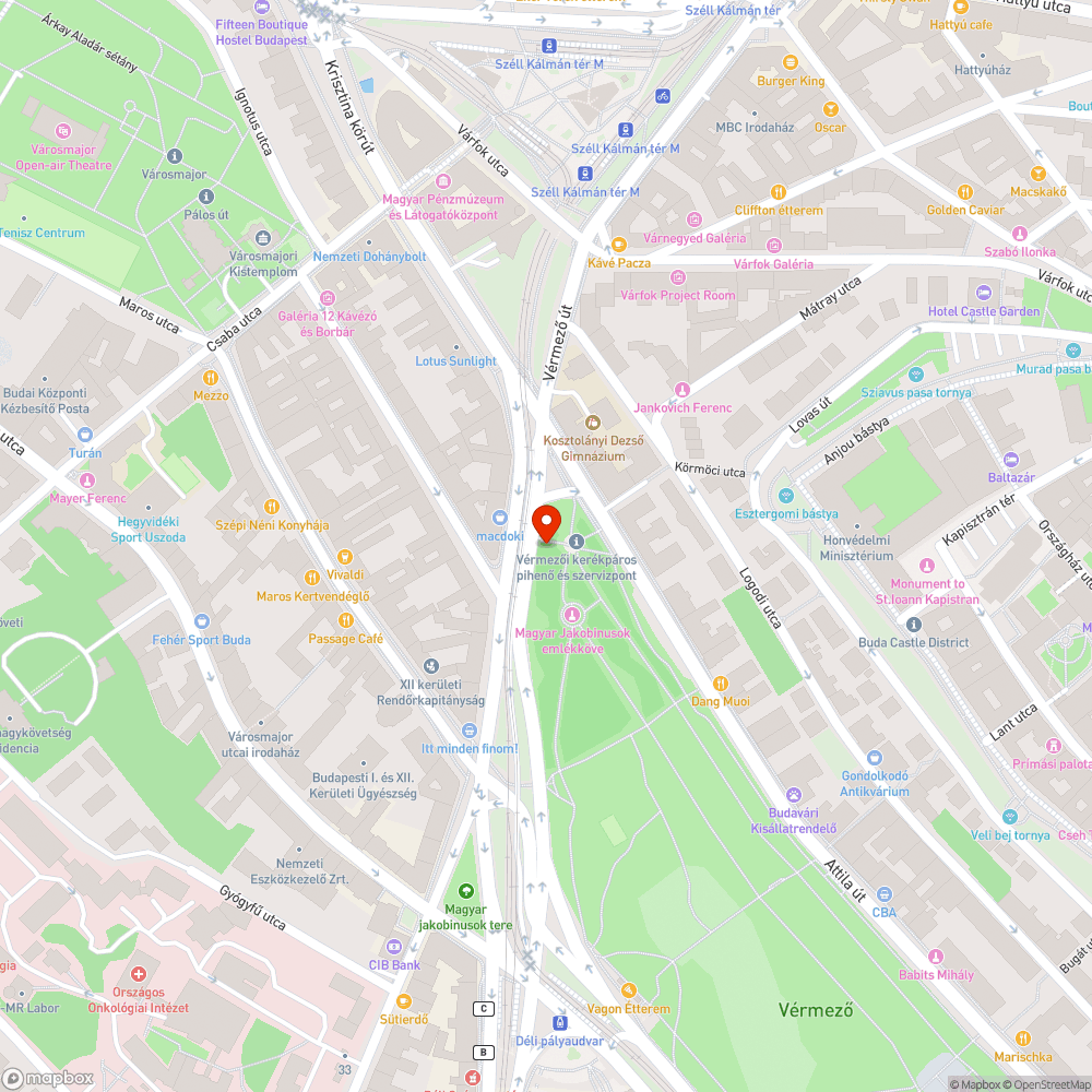 Piros jelzésen, áthaladó rendszeres forgalom bejelentés helye