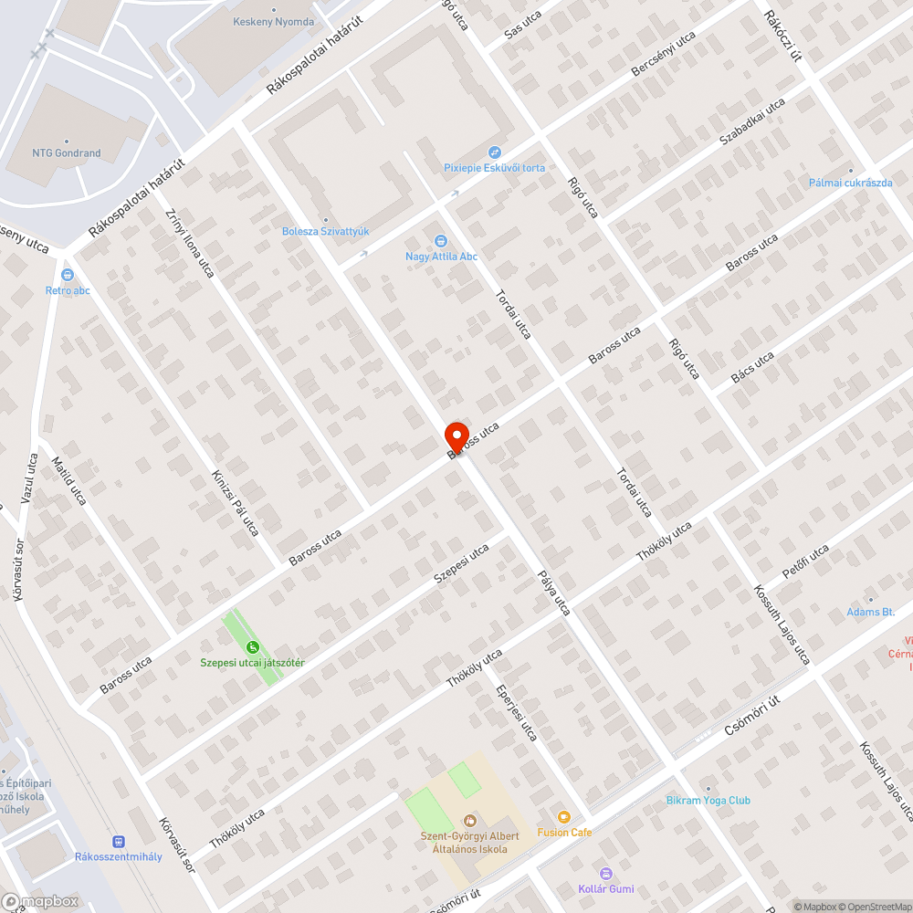 A Pálya utca és Baross utca kereszteződésében levő forgalmi tükör elfordult bejelentés helye