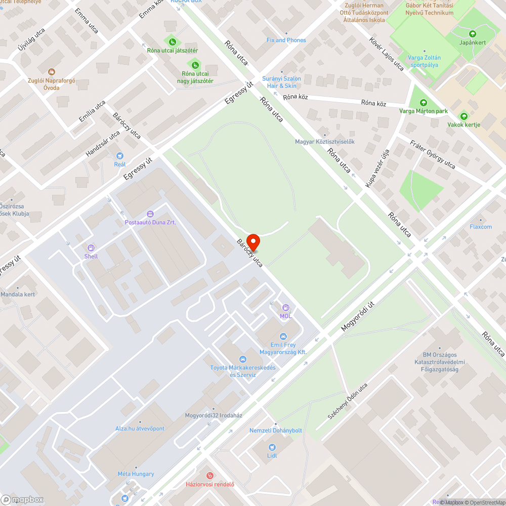 Báróczy utca elrendezése bejelentés helye