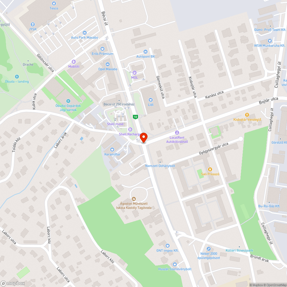 Kátyúk bejelentés helye