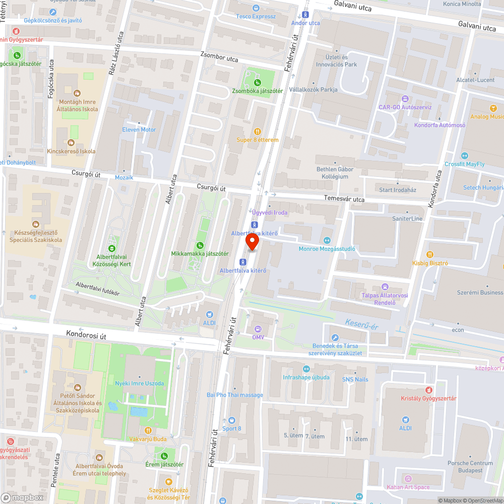 Döglött galamb az Albertfalva-kitérő villamosmegállóban bejelentés helye