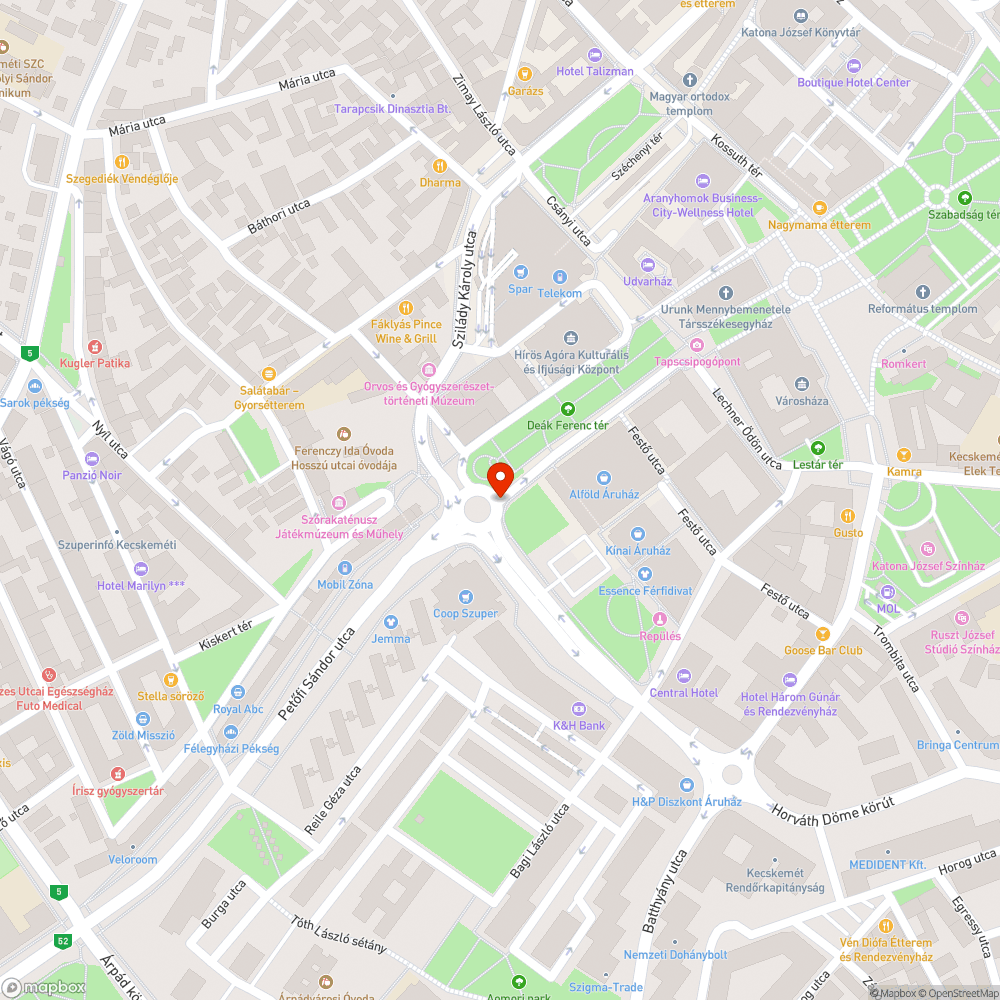 Nem működő közvilágítás a Deák Ferenc téren bejelentés helye