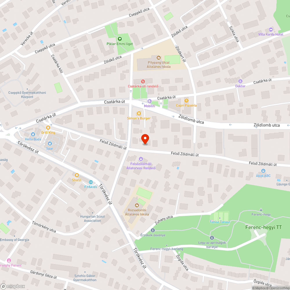 Kátyú a Felső Zöldmáli úton bejelentés helye