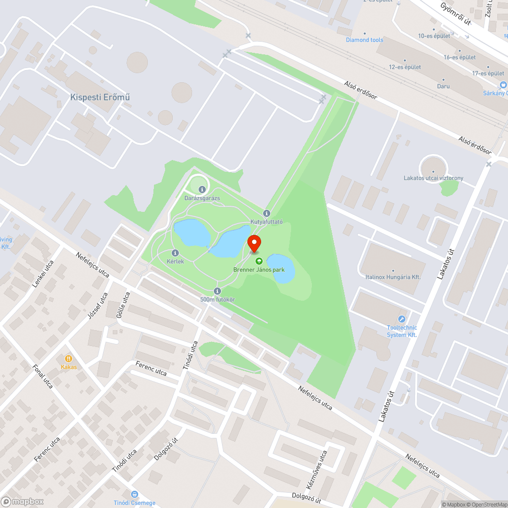 Brenner János Park sötét bejelentés helye