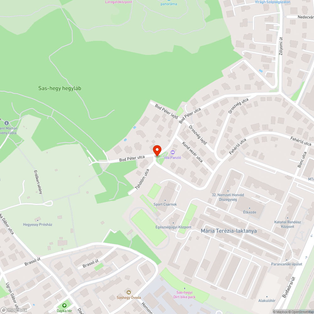 Bod Péter utca utcatábla bejelentés helye