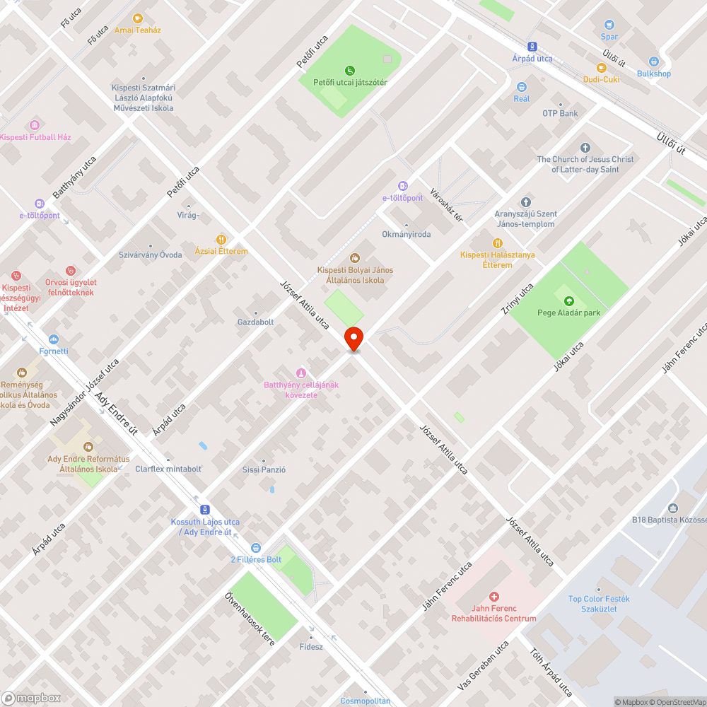 Nem működő lámpa - József Attila bejelentés helye