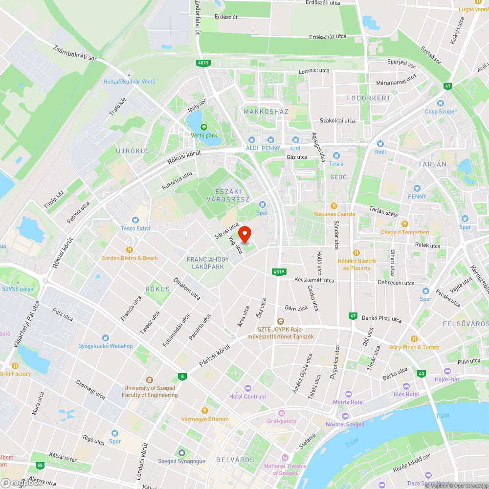 Kiégett lámpák (Vág utca, Makkos-erdő sor) bejelentés helye