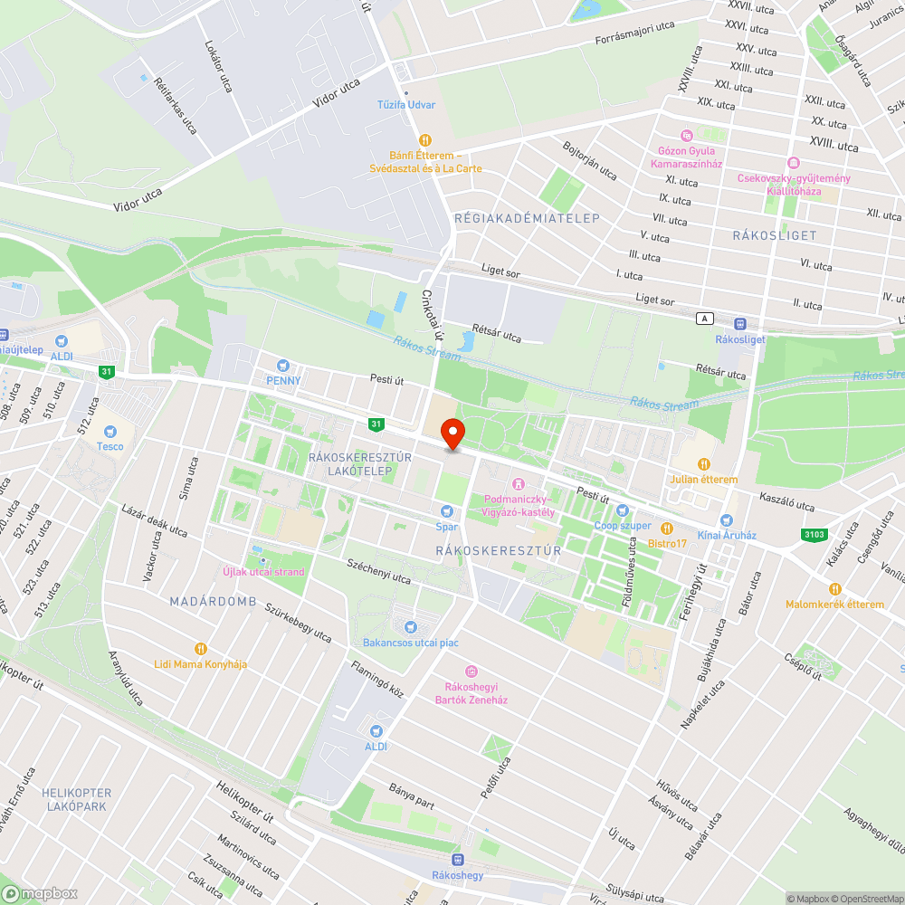 Közvilágítás Pesti út 83-89.A.lph. bejelentés helye