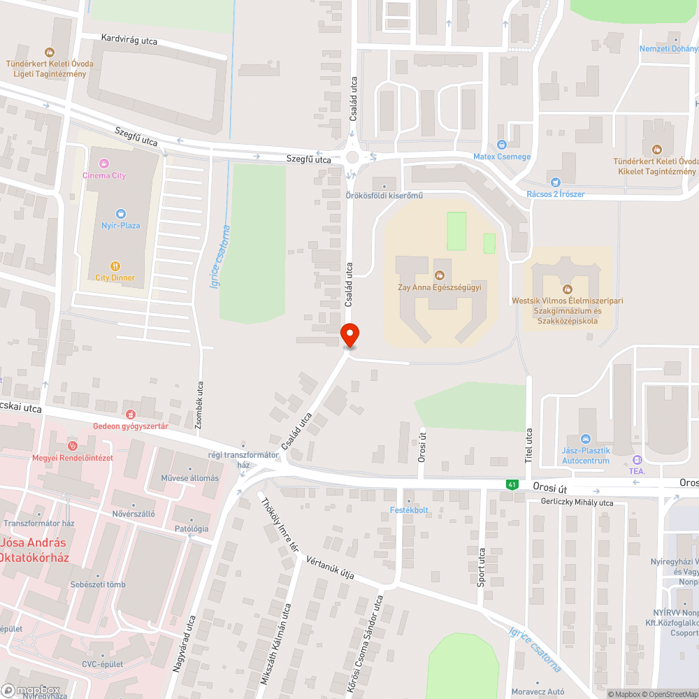 Kiégett lámpa - Család u. bejelentés helye