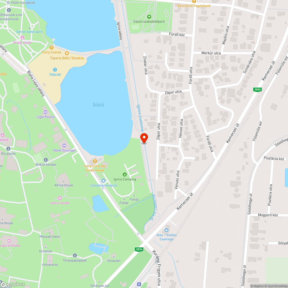 Sóstógyógyfürdő közvilágítás bejelentés helye