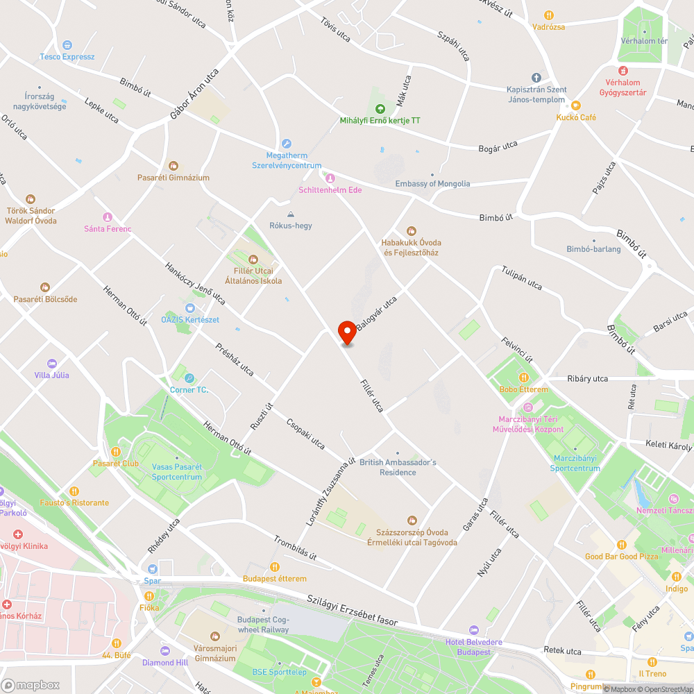 Kátyúk és megsüllyedt útpálya a Fillér utcában bejelentés helye