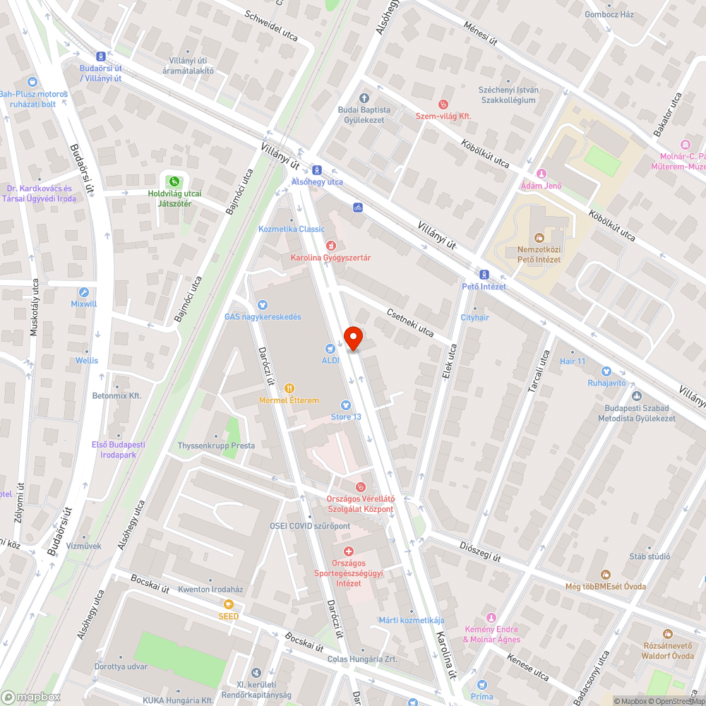 nem biztonságos gyalogos átkelési lehetőség a Karolina úton bejelentés helye