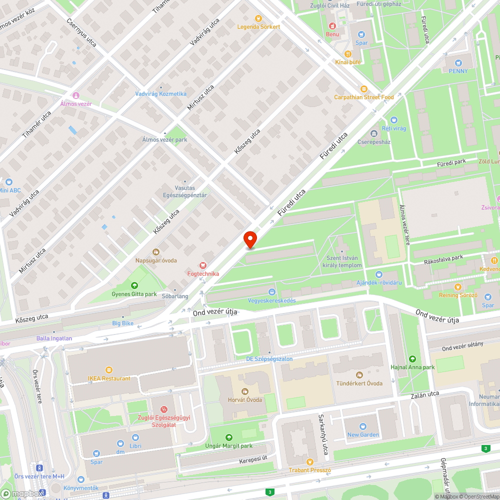 Hiányzó poller és megdőlt forgalmi tábla bejelentés helye