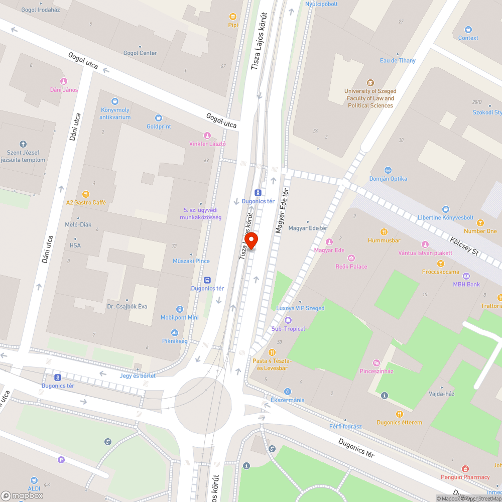 A Dugonics téri megálló széle hibás bejelentés helye