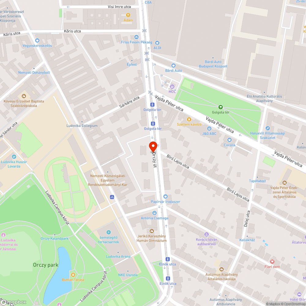 Elhagyott jármű az Orczy úton bejelentés helye