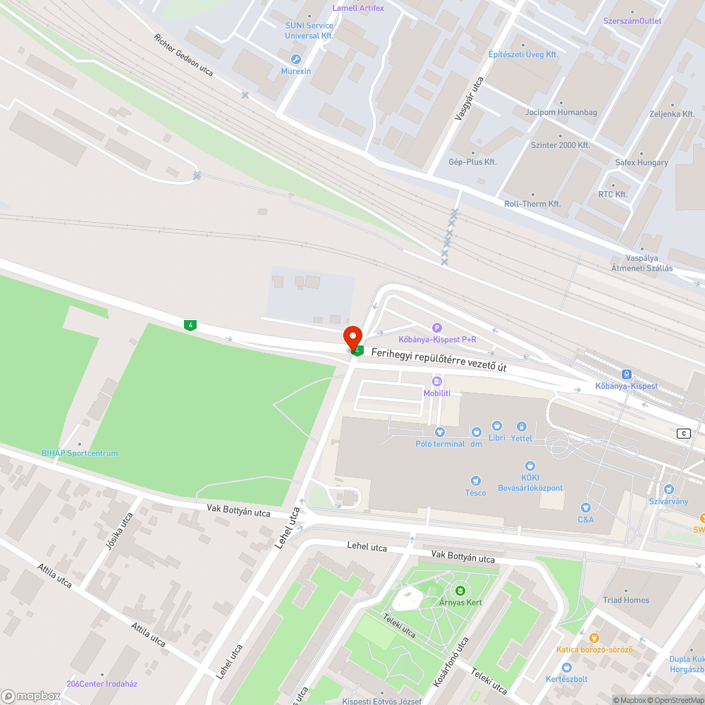 Járdán betört csatornafedő (2 méteres lyukkal) bejelentés helye