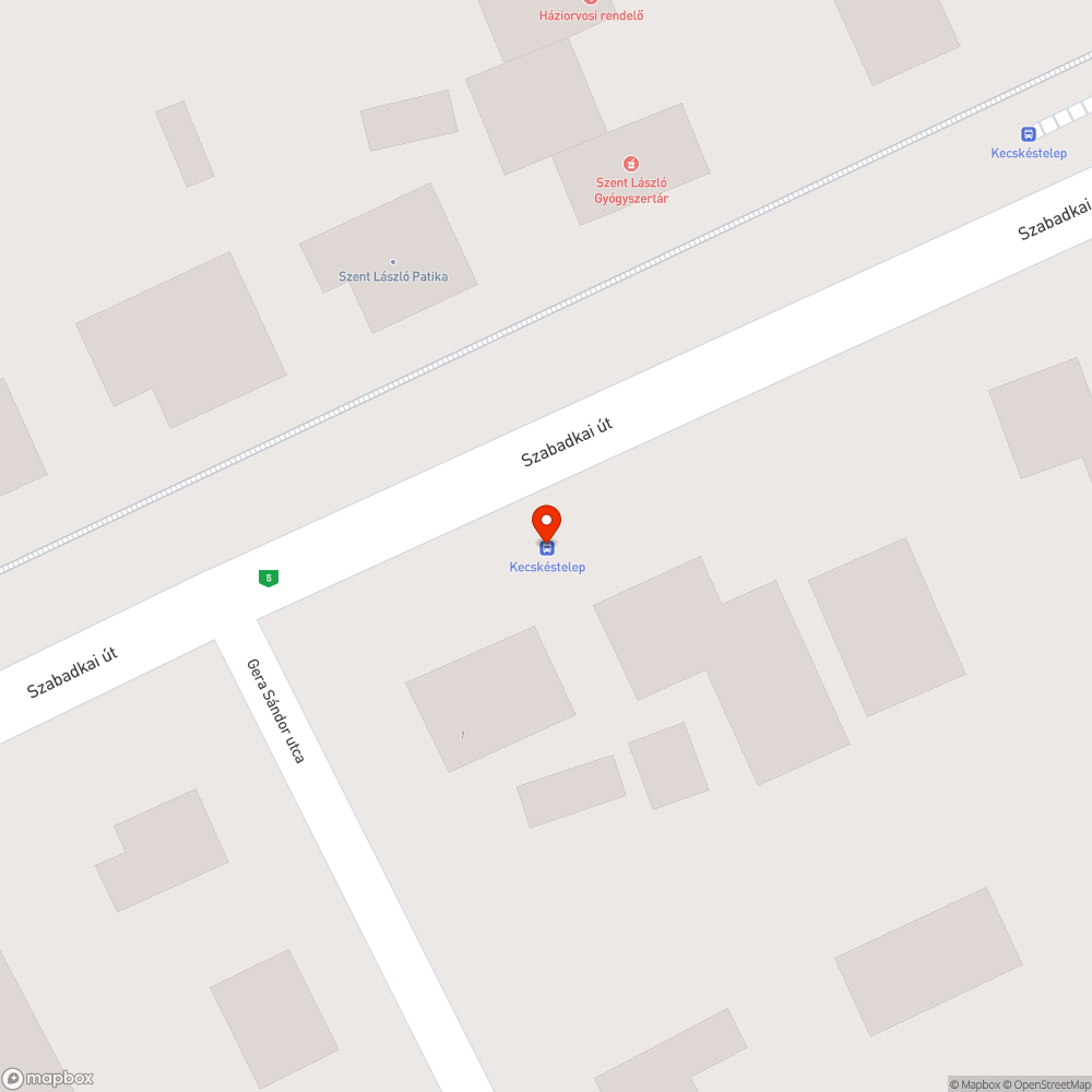 Kecskés, Gera Sándor utcai buszmegálló bejelentés helye