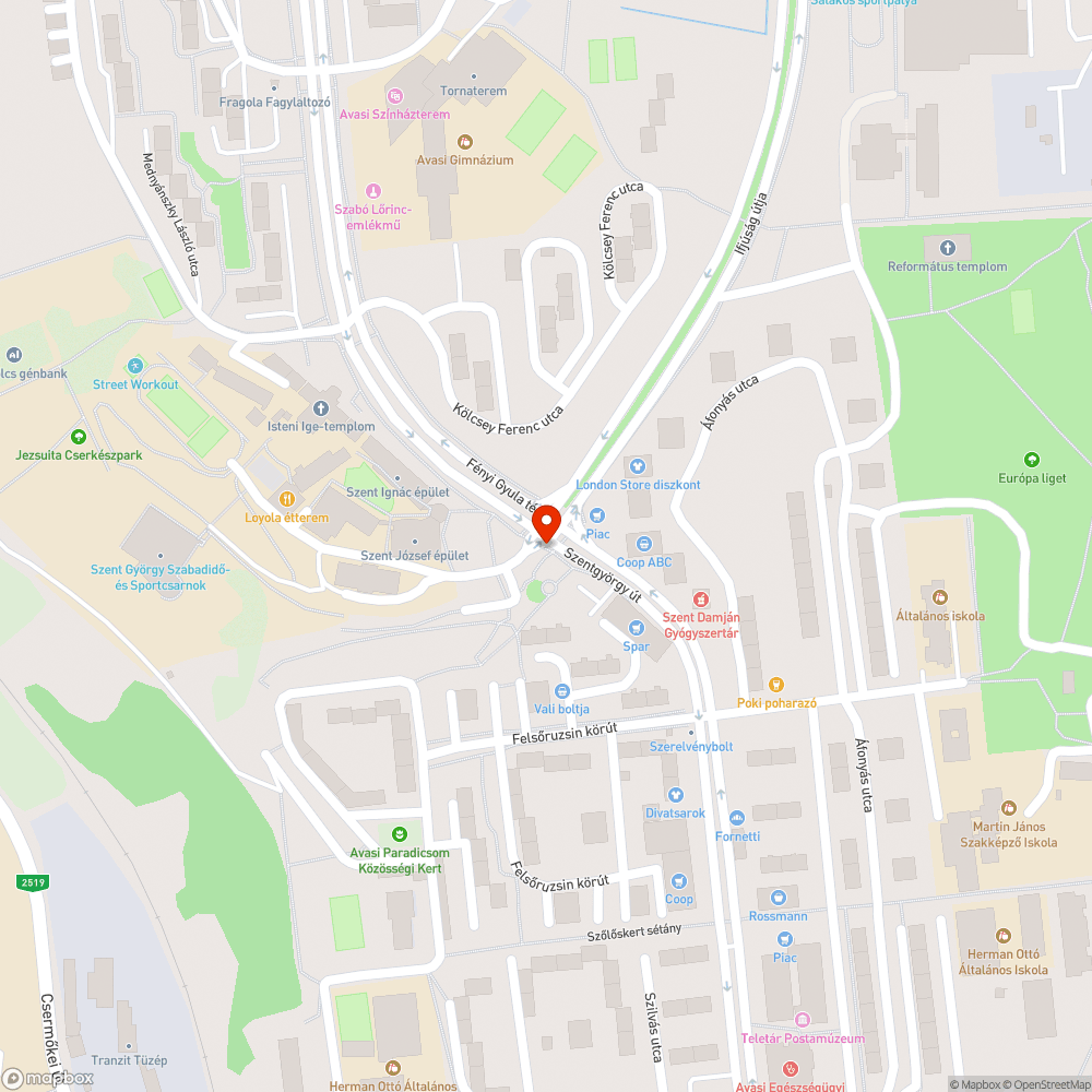 Beszakadt csatorna fedő bejelentés helye