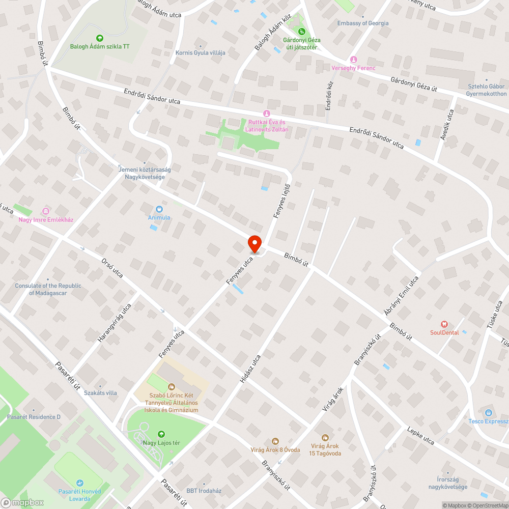 Fenyves utca aszfalt hiány bejelentés helye