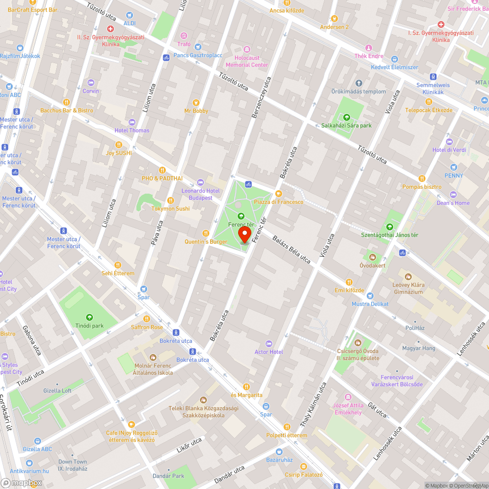 Ferenc tér futópálya védőoszlopok, futópályán parkoló autók bejelentés helye