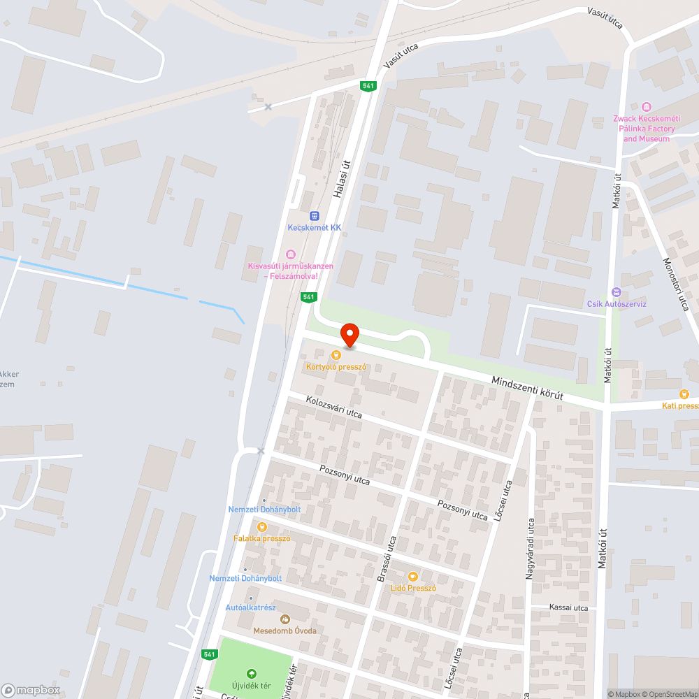 Nem működő utcai lámpa bejelentés helye