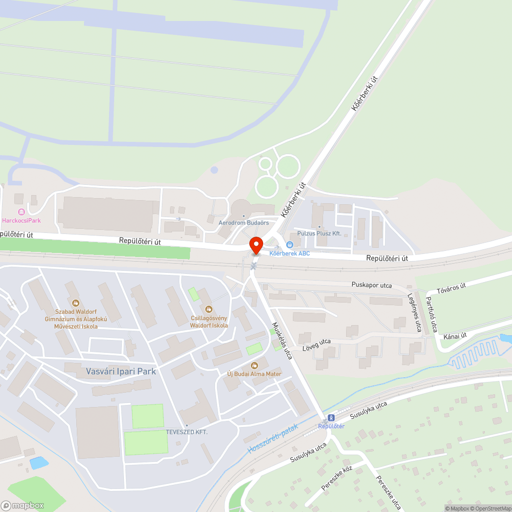 Repülőtéri út kátyú bejelentés helye