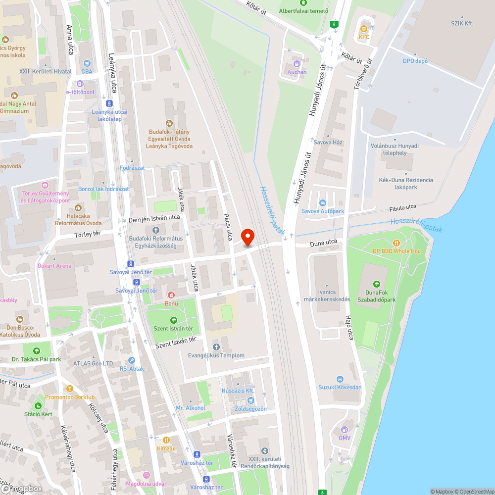 Duna utca – Pécsi utca zebra bejelentés helye