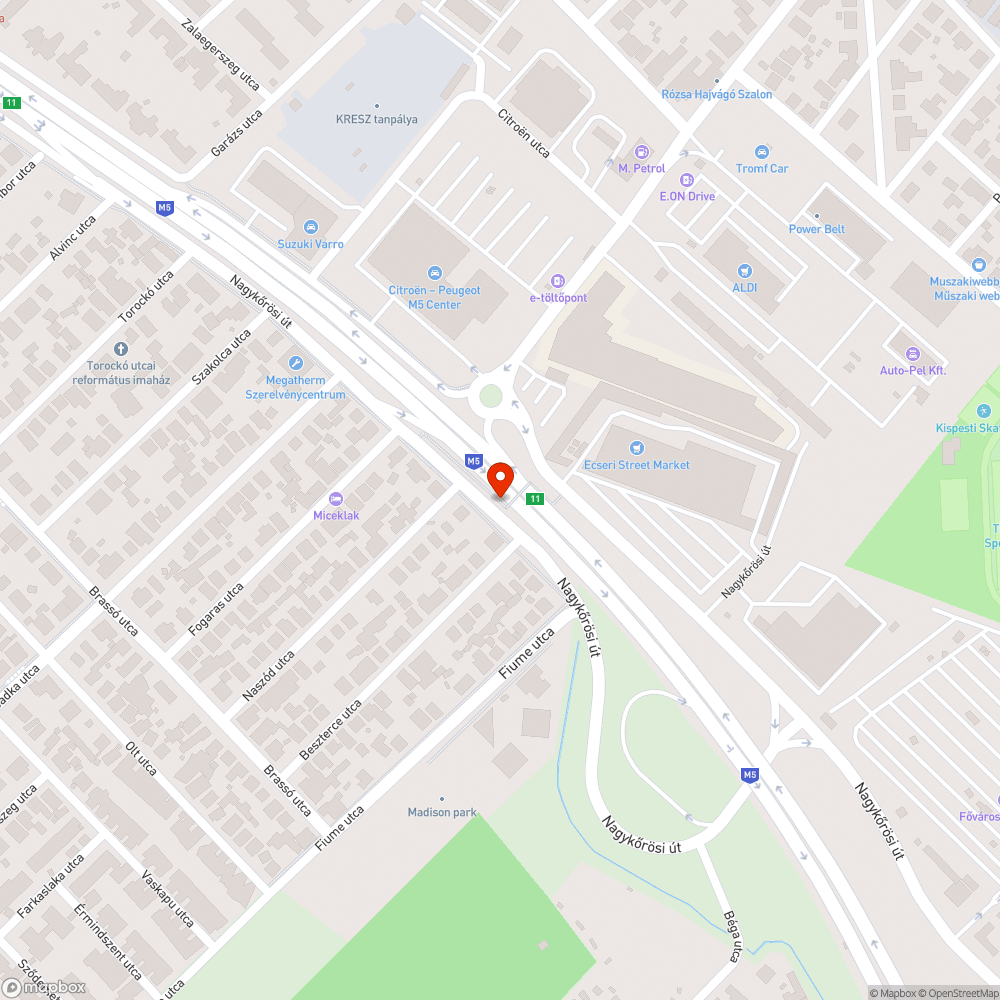 Nagykőrösi út megálló szemetes bejelentés helye