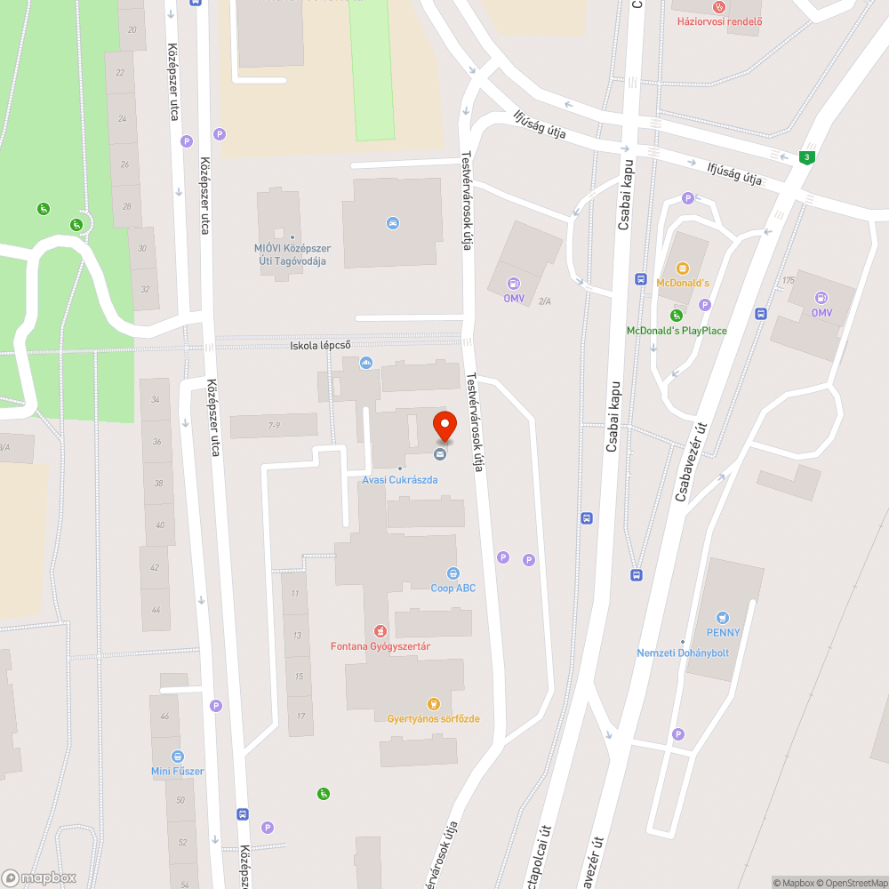 Törött pad bejelentés helye