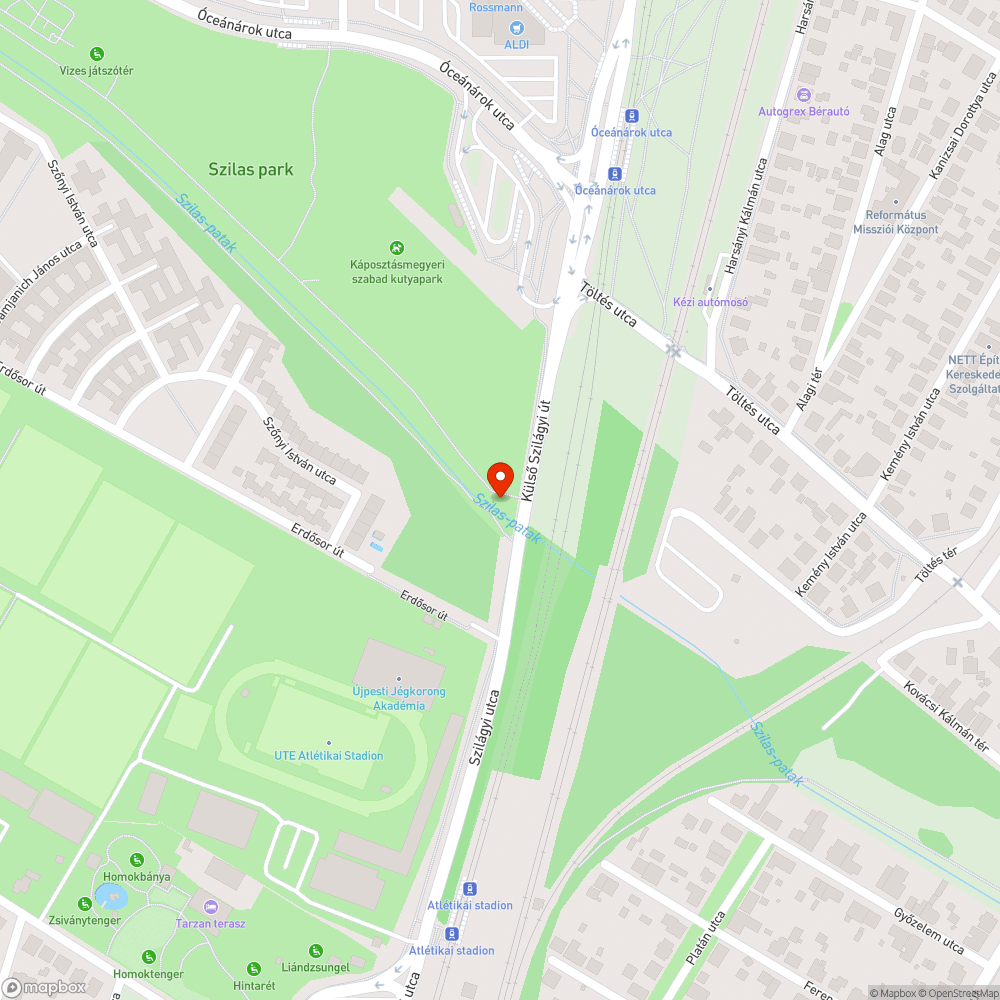 Szemét a Szilas-patakban bejelentés helye