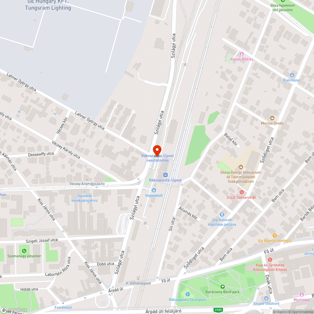 MÁV felüljárói világítás hiányos R.-Újpesten bejelentés helye