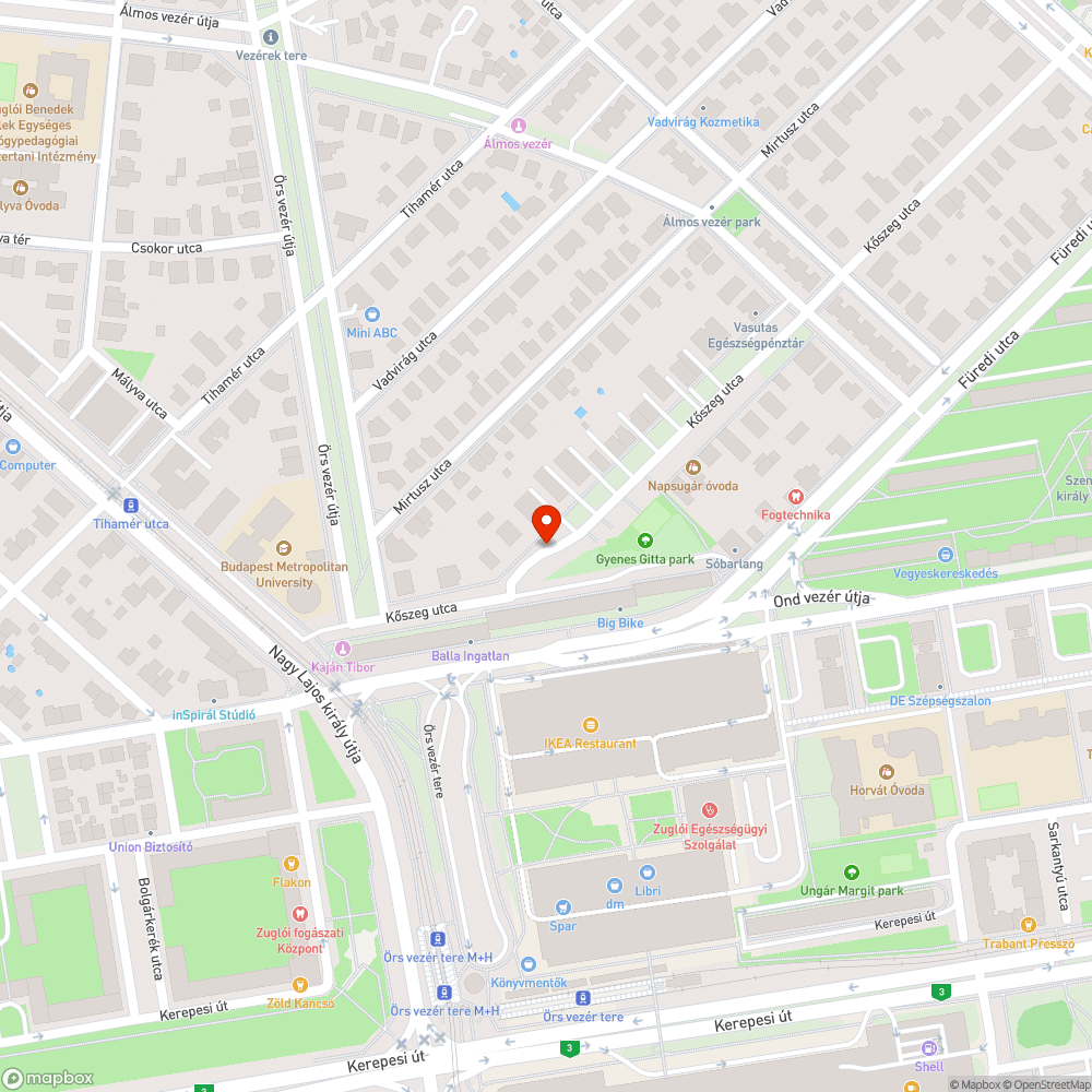 Kőszeg utca elején kidobott szék bejelentés helye