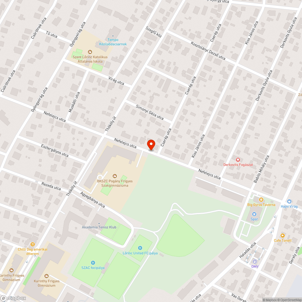 Nefelejcs utca kátyús bejelentés helye