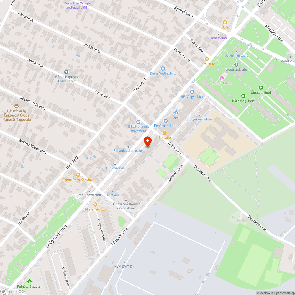 Elhagyott jármú bejelentés helye